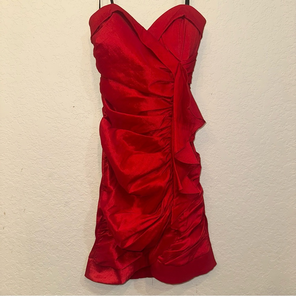 Fiesta Fashion Small Red Strapless Formal Cocktail Homecoming Bodycon Mini Dress